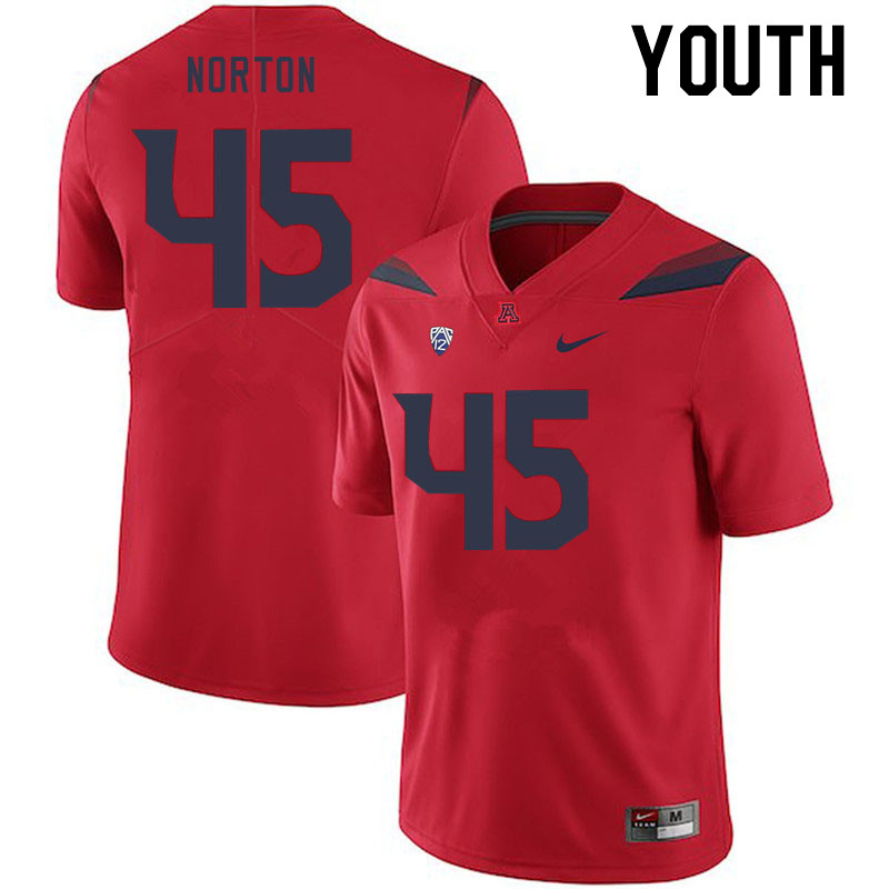 Youth #45 Bill Norton Arizona Wildcats College Football Jerseys Stitched-Red - Click Image to Close
